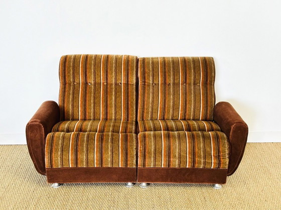 Image 1 of Vintage modulaire fluwelen bank, jaren 70, set van 5