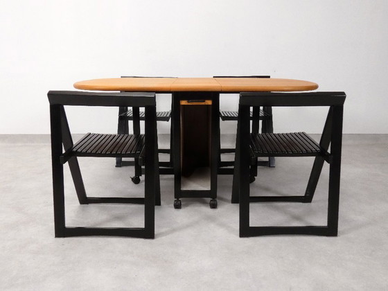 Image 1 of  4 Trieste folding chairs with storrage table - Aldo Jacober for A. Bazzani 