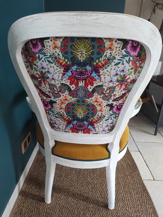 Image 1 of Fauteuil style Louis XV entièrement restauré – artisanat -tissu velours 