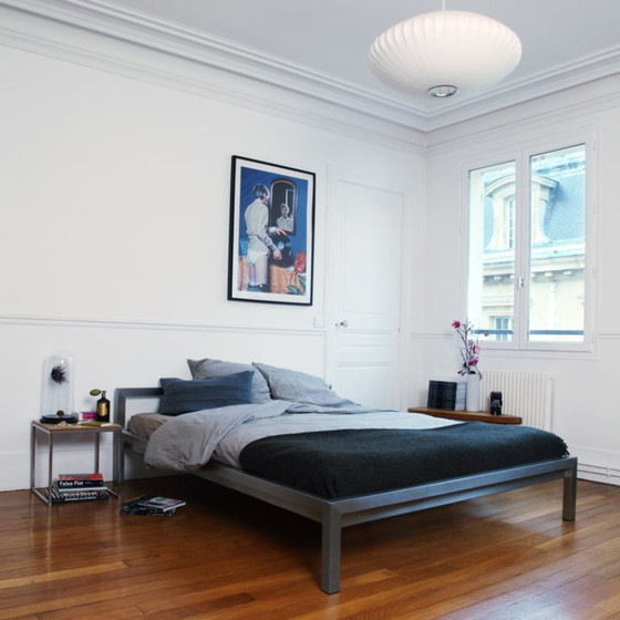 Image 1 of Letto Hans Hansen "Pure Bett" 160x200 - acciaio nero - design minimalista