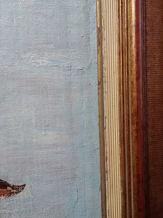 Image 1 of Grand tableau "Villa Camille" ancien années 40-60 huile sur toile signé M.Lesoll