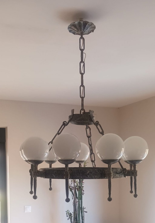 Lustre Vintage en Fer Forgé Années 50
