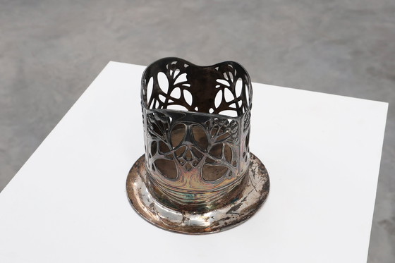 Image 1 of Jugendstil Weinflaschenhalter aus Zinn, gemarkt Urania 1075, ca. 1910