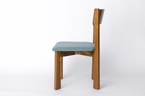 Image 1 of Vintage Oak Chair in the Style of Mauro Pasquinelli – Likely by Baumann, 1970s – Restored, Green Upholstery