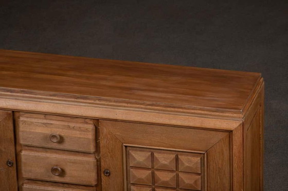 Image 1 of Brutalist sideboard in solid oak, Dudouyt, France, 1940s