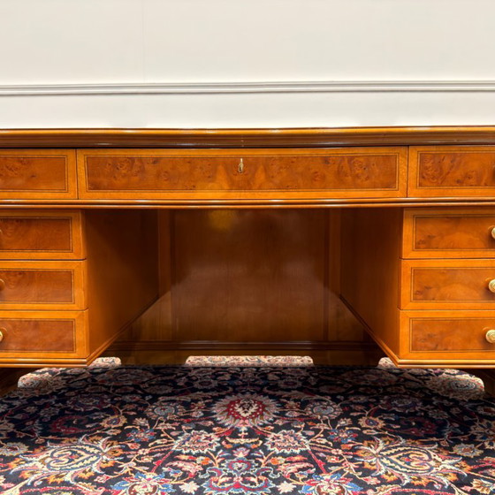 Antique Classic Italian Desk with Back Panel – Wood, Brass (photo 13 of 20)