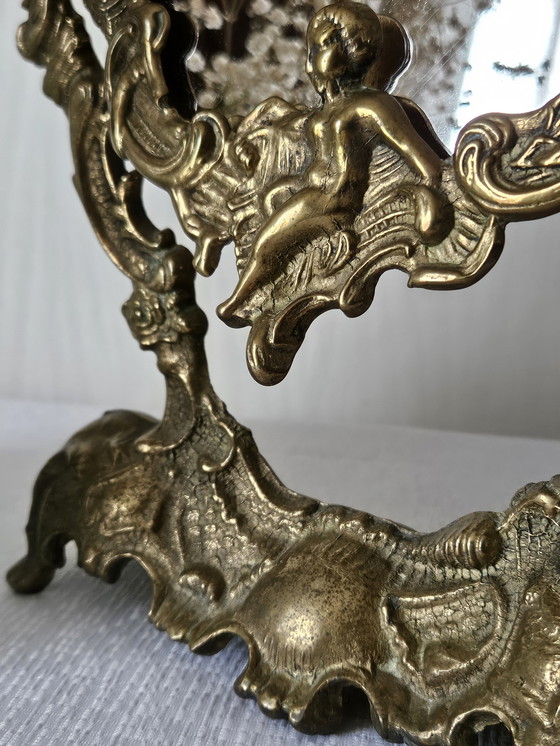 Image 1 of Specchio da tavolo in ottone barocco vintage