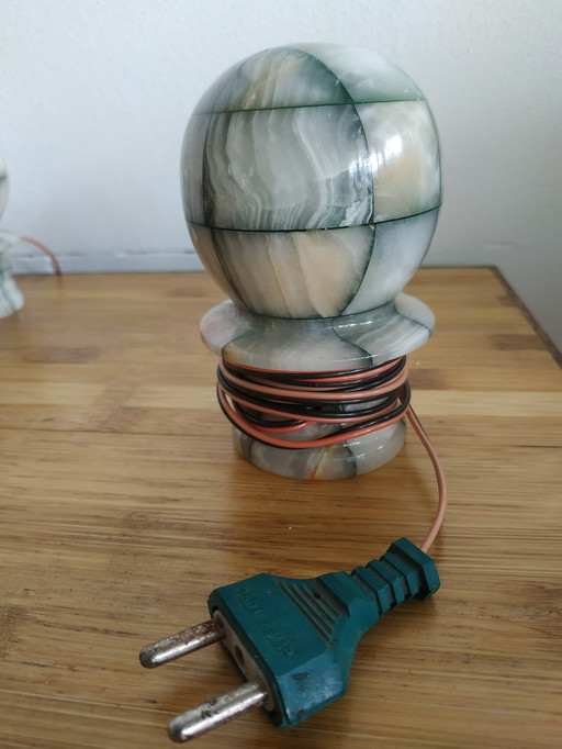 Set von Vintage (Onyx) Marmor-Tischlampen/Nachtlichter (+/- 50-60er Jahre).