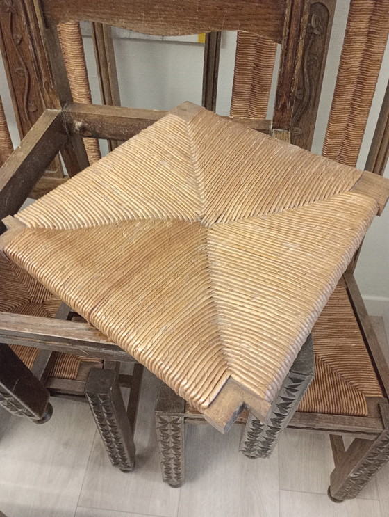 Image 1 of 6 x brutalist stoelen eik Baskisch vintage