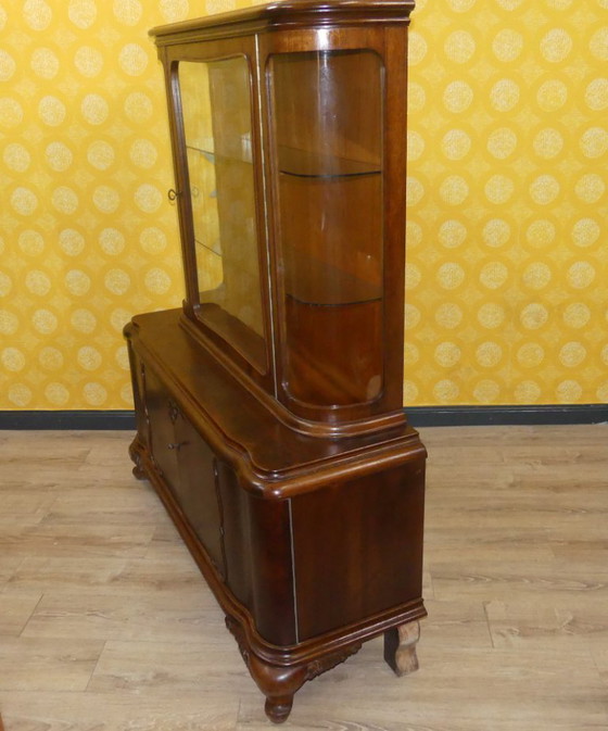 Image 1 of vetrina in vetro curvo semicircolare, mobile da soggiorno, vetrina Thummernicht, credenza alta in vetro, mobiletto per stoviglie