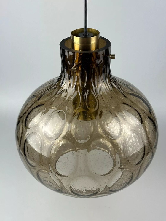 Image 1 of Lampada da soffitto anni &#39;60-&#39;70 Glashütte Limburg Germania vetro e ottone Space Age