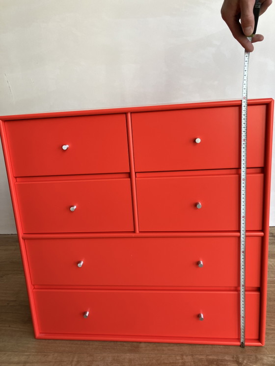 Image 1 of Cassettiera modulare originale Montana Furniture con 6 cassetti, colore rosso acceso.

