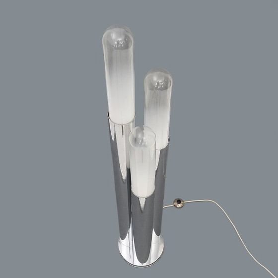 Image 1 of Lampadaire en métal chromé et verre, années 1970