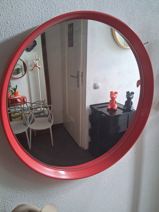 Red Vintage XL mirror (60 cm) 60s/70s