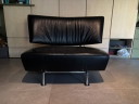 2 sillones chaise longue Leolux de cuero negro