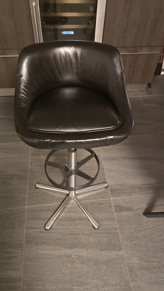 Image 1 of Retro barkruk echt leer 