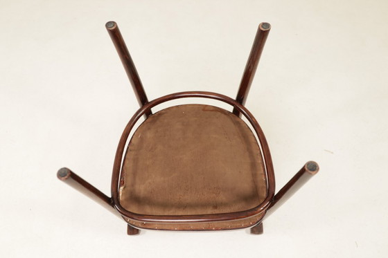 Image 1 of Paar Art-déco-Stühle, marineblauer Jacquard, Entwurf von Thonet aus dem Jahr 1910