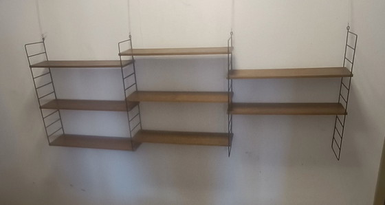 Large 1950s Wall Rack With 8 Shelves – Wall cabinet, Metal, Wood (photo 5 of 8)