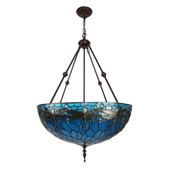 Grande suspension Tiffany Libelle, Cristal, Verre, Bleu (photo 3 sur 5)