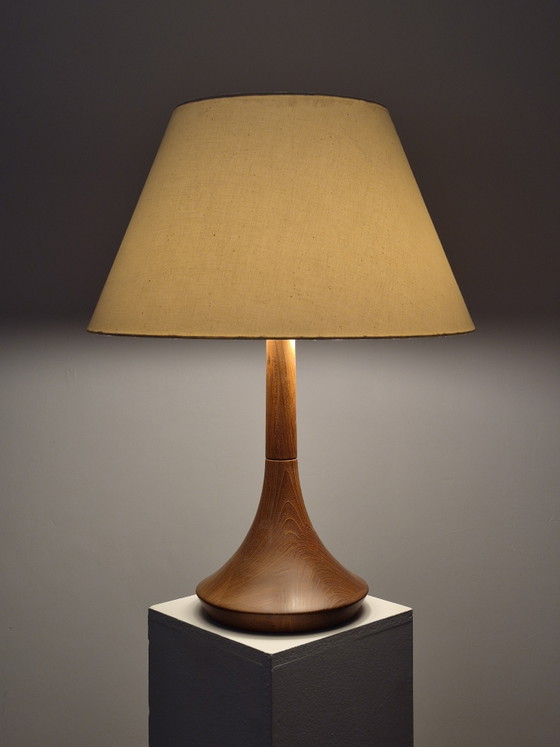Danish Vintage Mid Century Teak Table Lamp Scandi – Brass, Wood (photo 14 of 15)