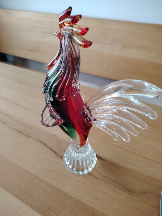 Image 1 of Vintage Murano glazen beeldje van een haan, handgemaakt