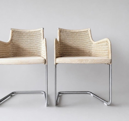 2 Vintage Tecta D43 stoelen – William Dunkel - Beige Suede