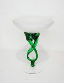 Vintage Jozefina Krosno "Jellyfish" Art Glass Bowl – Green & White Octopus Stem