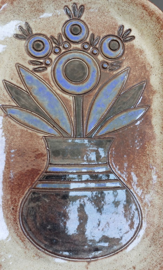 Image 1 of Marie-Henriette Bataille para Atelier Dour - Placa de pared de cerámica de mediados de siglo (Bélgica, década de 1960)