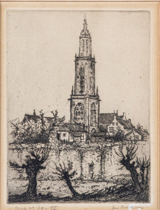 Jan Poortenaar – Martinitoren Groningen – Dutch etching – signed