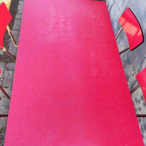 Table de salle à manger en formica rouge des années 1950/60