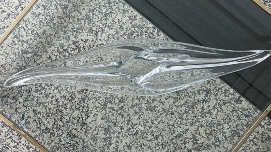 Image 1 of Zeer grote Mid-Century glazen schaal (66cm) – Art Vannes (gemerkt)