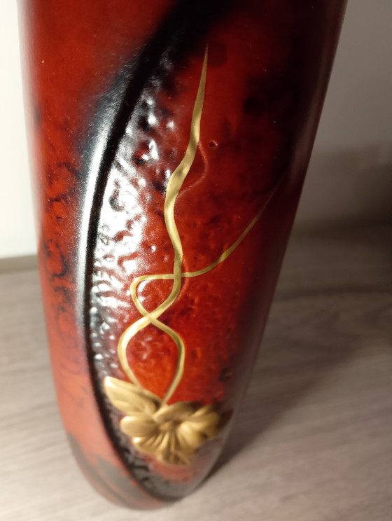 Image 1 of Rare rolled vase attributed to Montjoye Legras, enamel jewel with a wavy neck