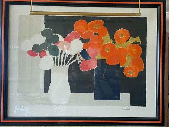 Image 1 of Painting Bouquets de soucis et d'anémones - Cathelin