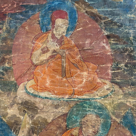 Thangka tibetano monumentale della stirpe Sakya con Hevajra – Tradizione Ngor antica, seconda metà del XV (photo 4 of 11)