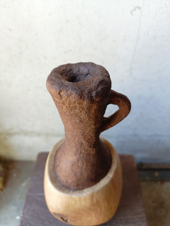 Image 1 of Vase/pitcher in carved solid oak