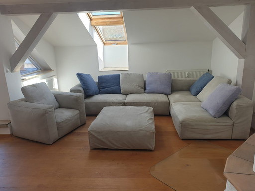 Ligne Roset NILS Ensemble 2 x 3-Sitzer, Sessel, Fußteil, 8 Kissen