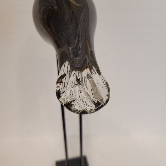 Image 1 of Sculpture “Dove”, blown glass, iron base, 2010s - France
