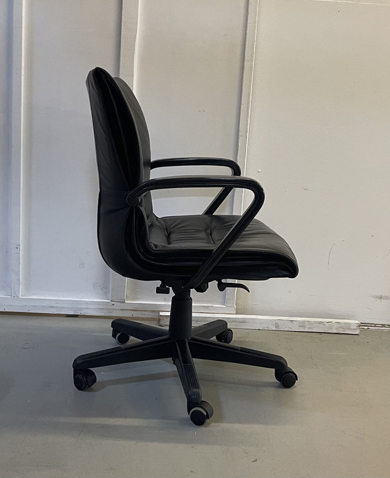 Image 1 of Black Leather Office Chair Model "Qualis" by Emilio Ambasz for Tecno, 1991