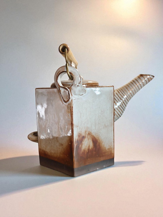 Image 1 of Studio Pottery Theeservies Zeshoekig Gesigneerd FB Jaren 70 Japanse Stijl / Studio Pottery Theeservies Zeshoekig Gesigneerd FB
