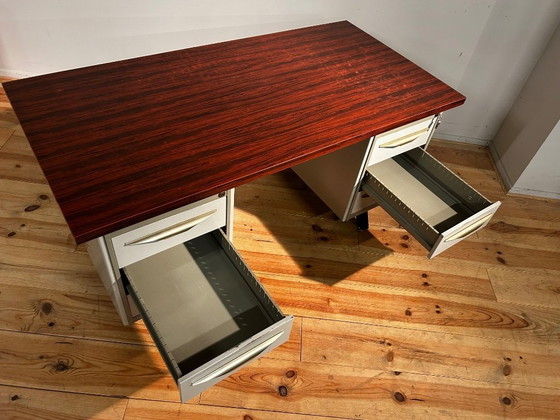 Industrial mid-century vintage desk – Metal, Wood (photo 5 of 19)