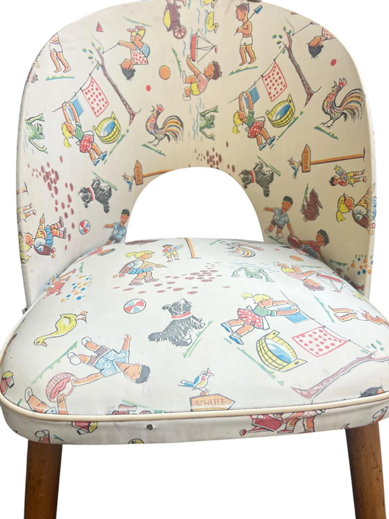 Retro Kinderstuhl im typischen 50er Jahre Stil mit Schulmotiv, Made in Germany – Beistellstühle, Skai (photo 5 of 10)