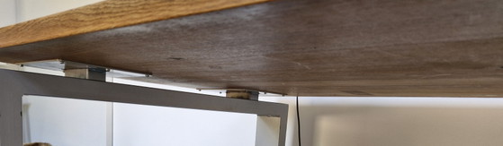 Image 1 of Table solid oak top - metal legs