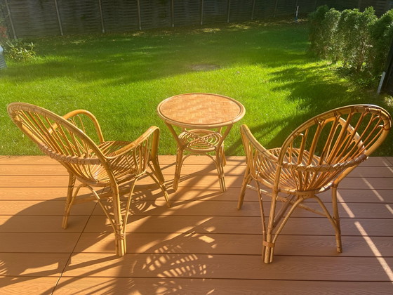 Set da giardino vintage Rohé in rattan anni '60 Boho – 3 pezzi (photo 3 of 13)