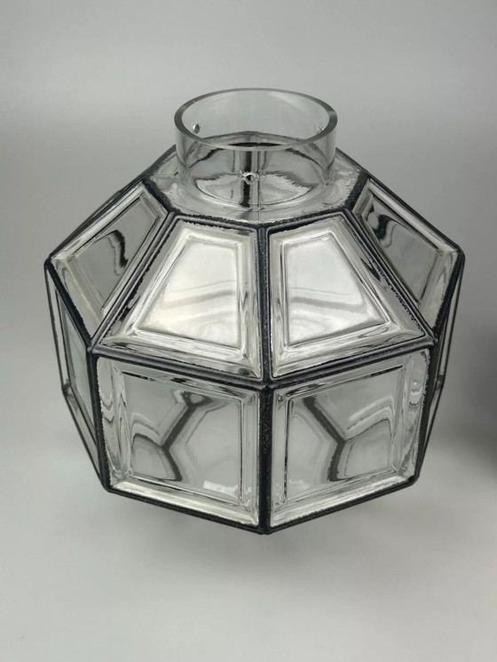 Image 1 of Lámpara de techo de los años 60 y 70, Glashütte Limburg, Alemania, vidrio y latón, Space Age