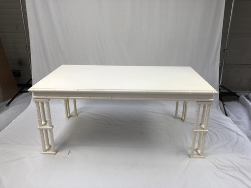 Table à manger en faux bambou blanc