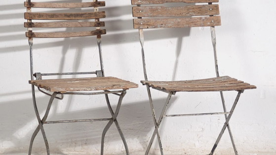 Chaises de jardin pliantes antiques (c.1920). Lot de 2 pièces #2 – Iron, Rustic (photo 3 of 39)