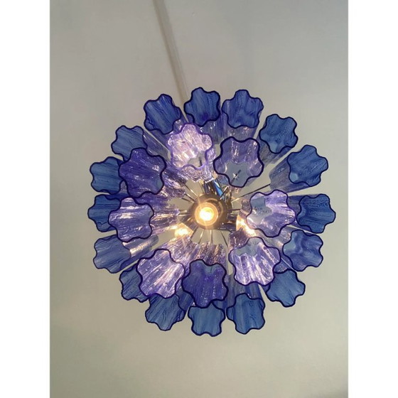 Image 1 of Lámpara de araña Tronchi moderna de cristal de Murano azul – Sputnik Design