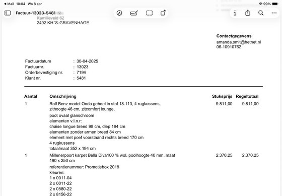 Image 1 of Nieuw 100% wol kleed 190 x 250 Millenerpoort