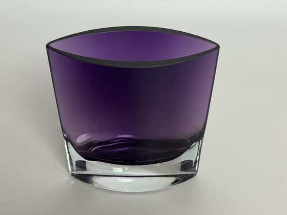 Image 1 of Modern Sculptural Violet Murano Glass Vase with Elliptical Form, Italy, 1980s