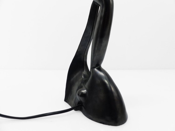 Image 1 of Pied de lampe sculptural anthropomorphe en céramique noire, Gil Agnoloni, Italie, circa 1950